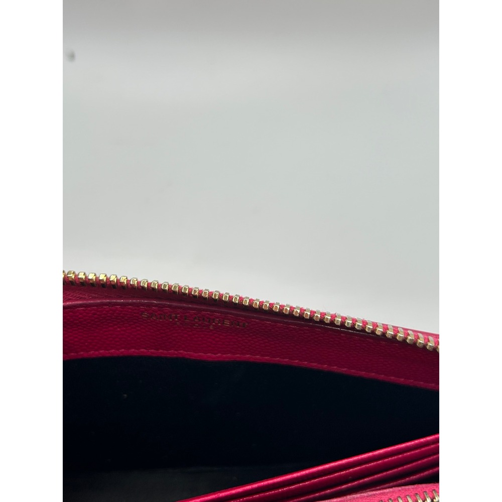 Saint Laurent YSL‎ Pink Chevron Monogram Zip Around Wallet#355 - Picture 11 of 14